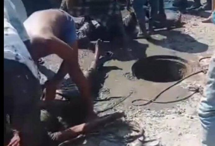 تعز: وفاة ثلاثة عمال اختناقاً داخل بئر صرف صحي في شارع الثلاثين